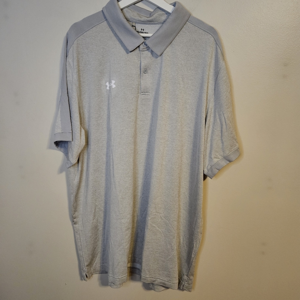 NWT Under Armour Men’s Team Trophy Polo Light Gray Business Casual Golf 3XL - Picture 2 of 12